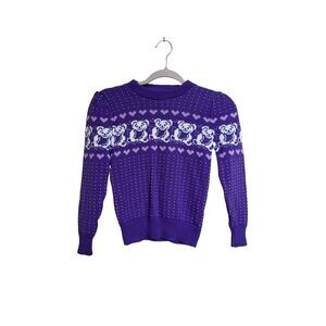 Vintage Purple Children's Bear & Heart Sweater size 6-8.‎